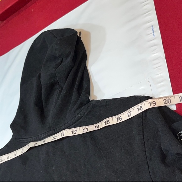 True Religion BLACK HOODIE Horseshoe Pullover Hooded SWEATSHIRT silver Graphic M - Picture 7 of 13